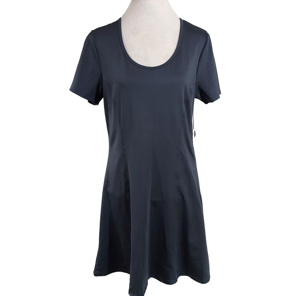 Marika Dress Stretch Flowy Womens Size XL Short Sleeves Scoop Neck Blue NWT